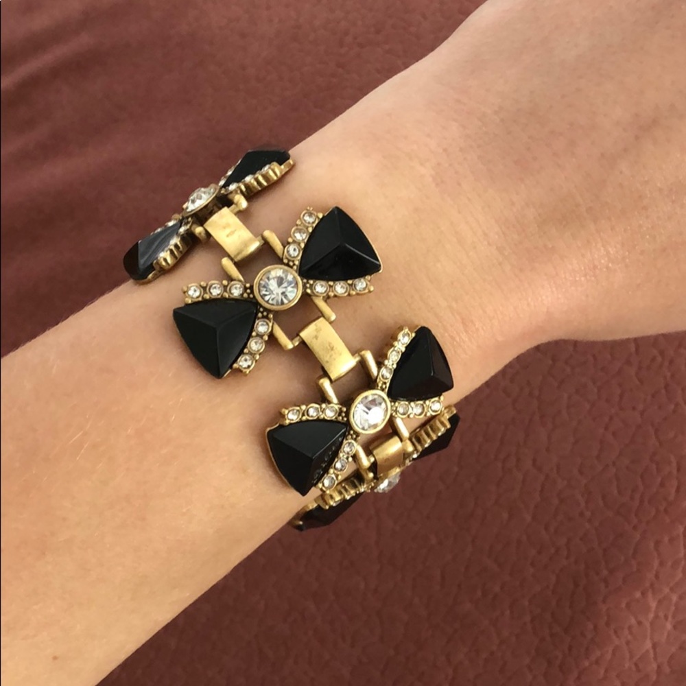 J. Crew Black Stone & Gold Bracelet